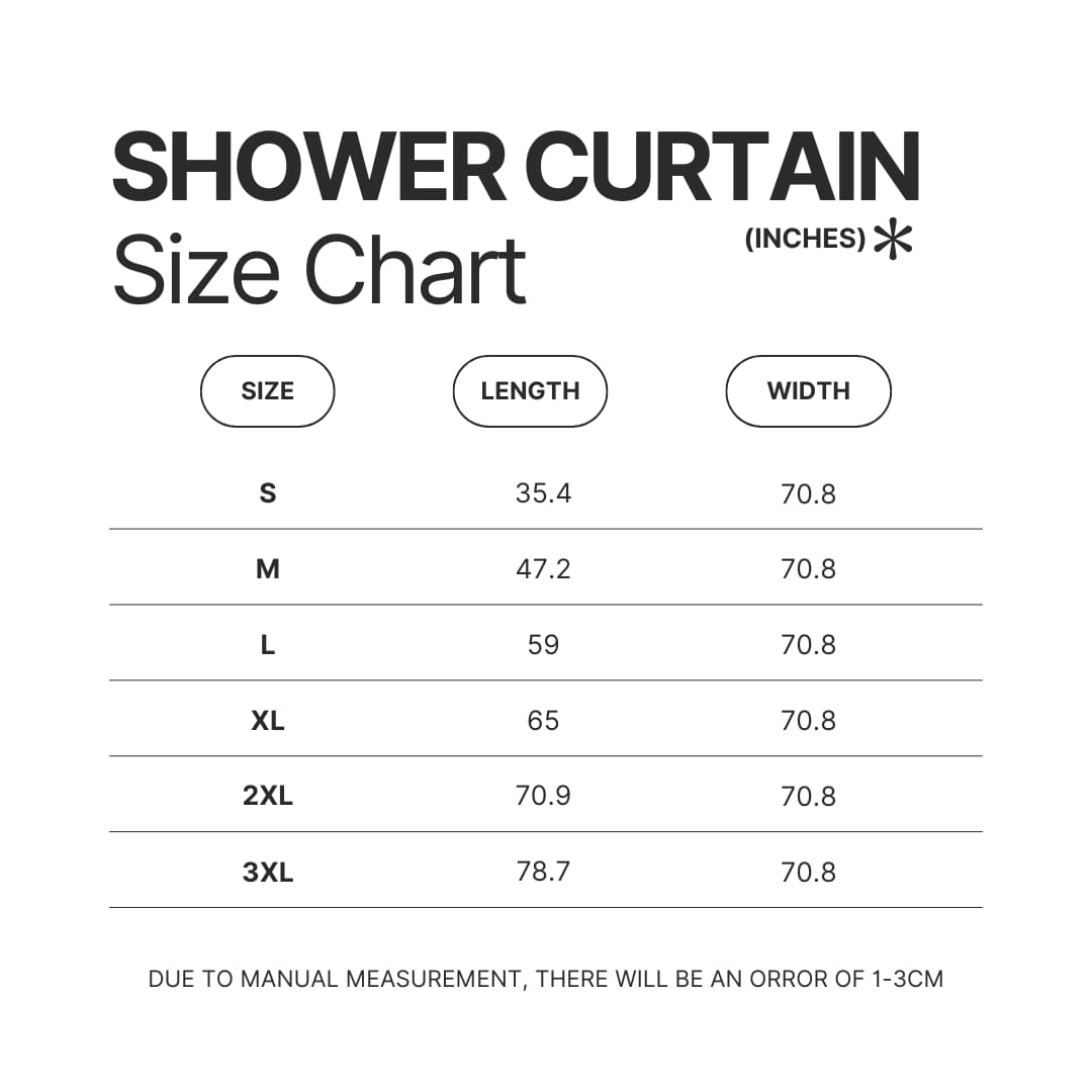 Shower Curtain Size Chart - Bungo Stray Dogs Merch