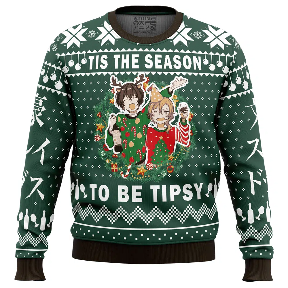 Tis The Season To Be Tipsy Bungo Stray Dogs Ugly Christmas Sweater - Bungo Stray Dogs Merch